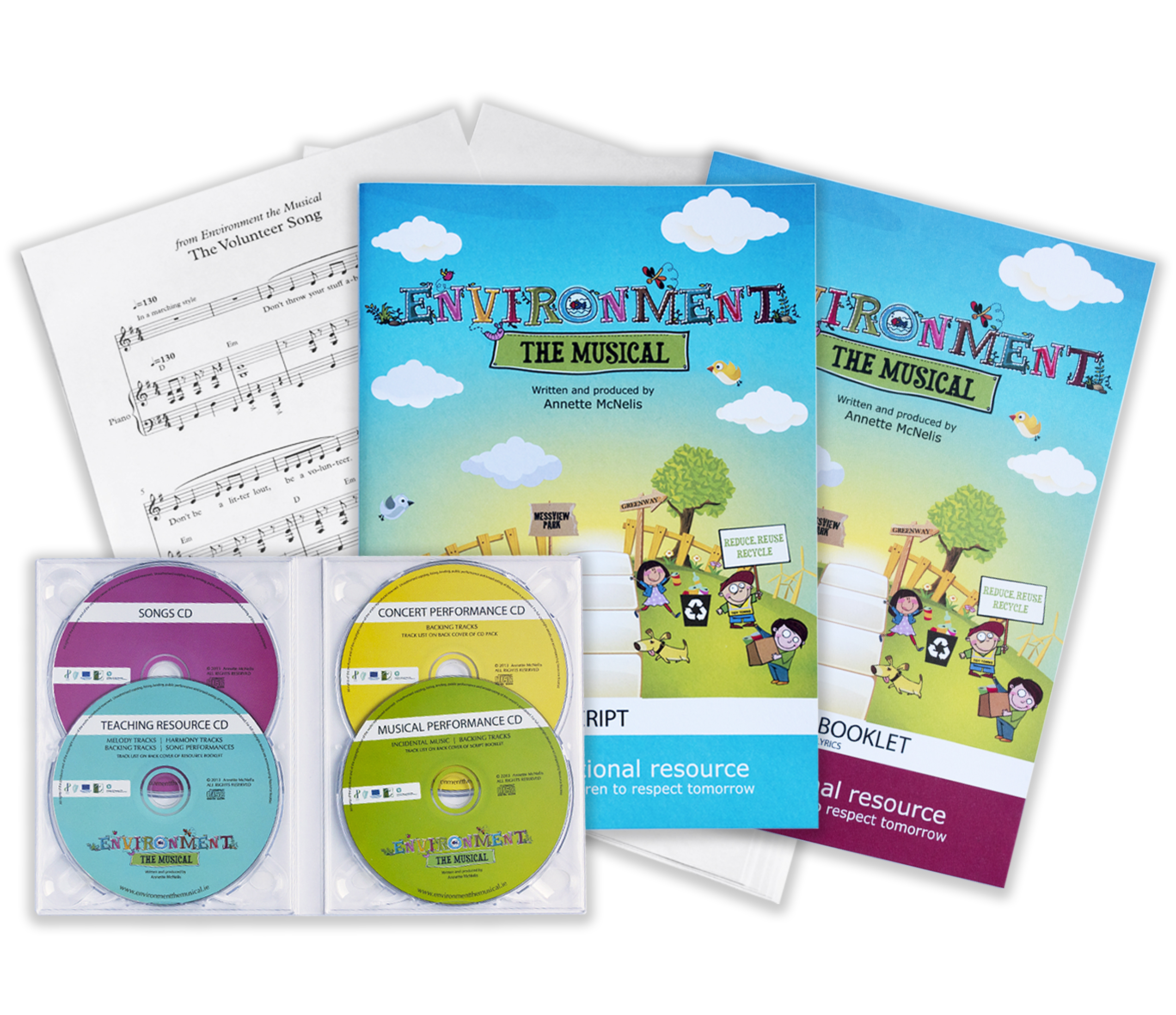 ETM Pack Image with Sheet Music &amp; Open CD Box.